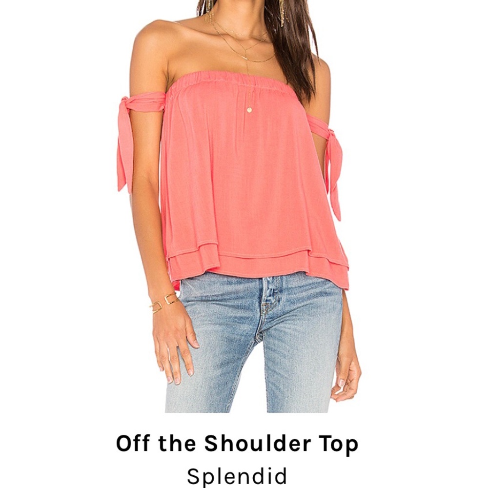 SPLENDID breezy coral off-shoulder top